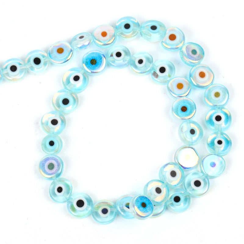 New 6/8/10mm Multi-Color Flat Devil Eye DIY Bracelet Accessories Semi-Finished Products In Stock Mixed Batch