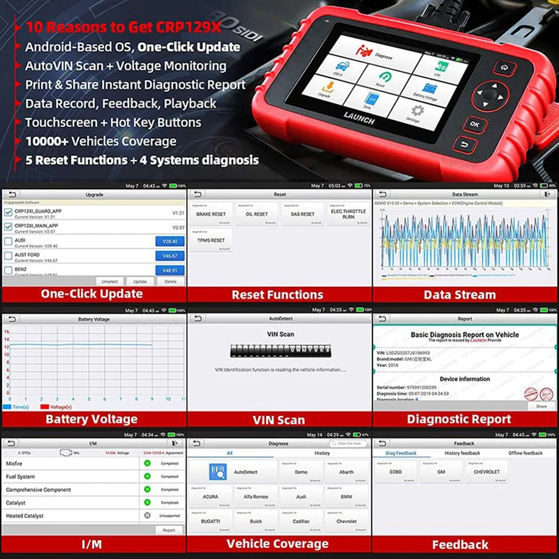 LAUNCH X431 CRP129X OBD2 Scanner Auto Code Reader Diagnostic Tool