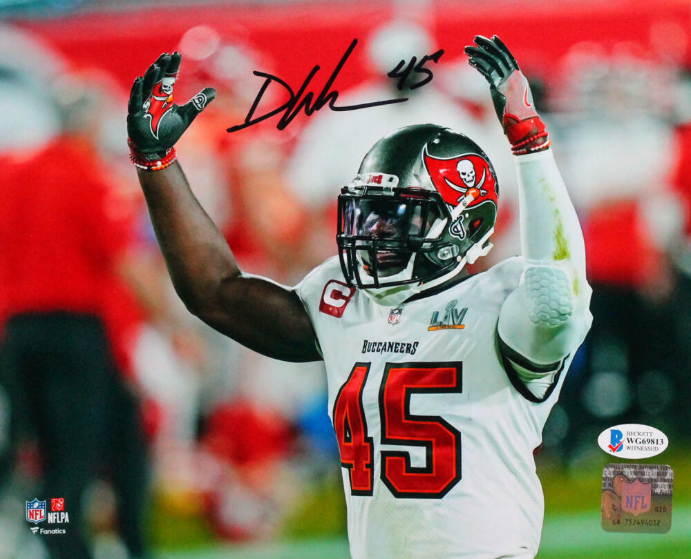 Devin White Autographed Buccaneers 8x10 Arms Up Photo Poster painting- Beckett W Auth *Black