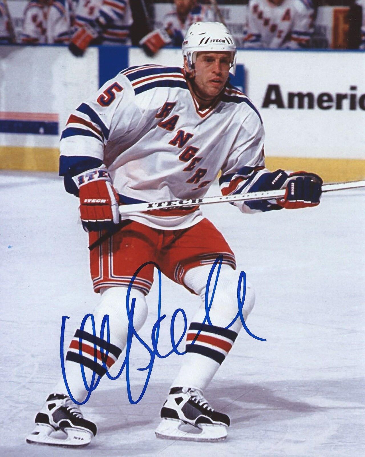 Ulf Samuelsson Signed 8×10 Photo Poster painting New York Rangers Autographed COA