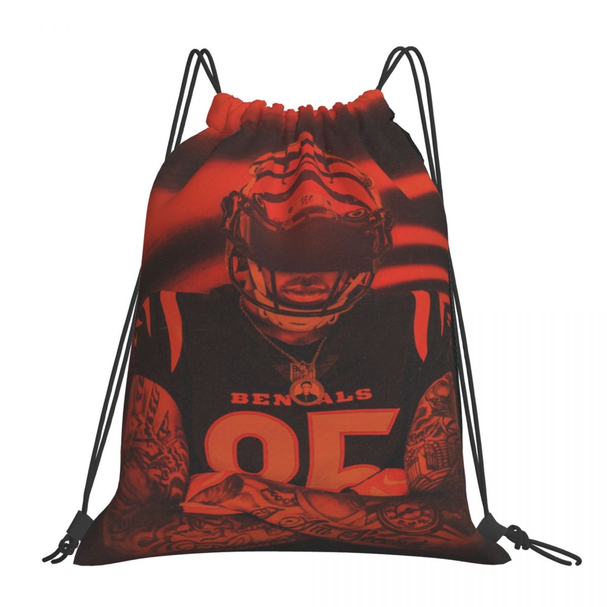 Cincinnati Bengals Tee Higgins Foldable Sports Gym Drawstring Bag