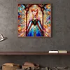 Anna Stained Glass Full DIY 5D Round Drill Diamond Painting Kit for Adults/Beginners Home Decor Diamond Dots Paintings Picture Arts Craft 40x40cm
