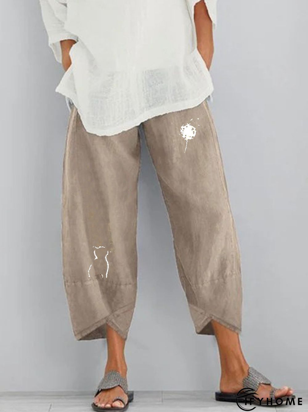 Casual Vintage Cotton-Blend Animal Pants | IFYHOME