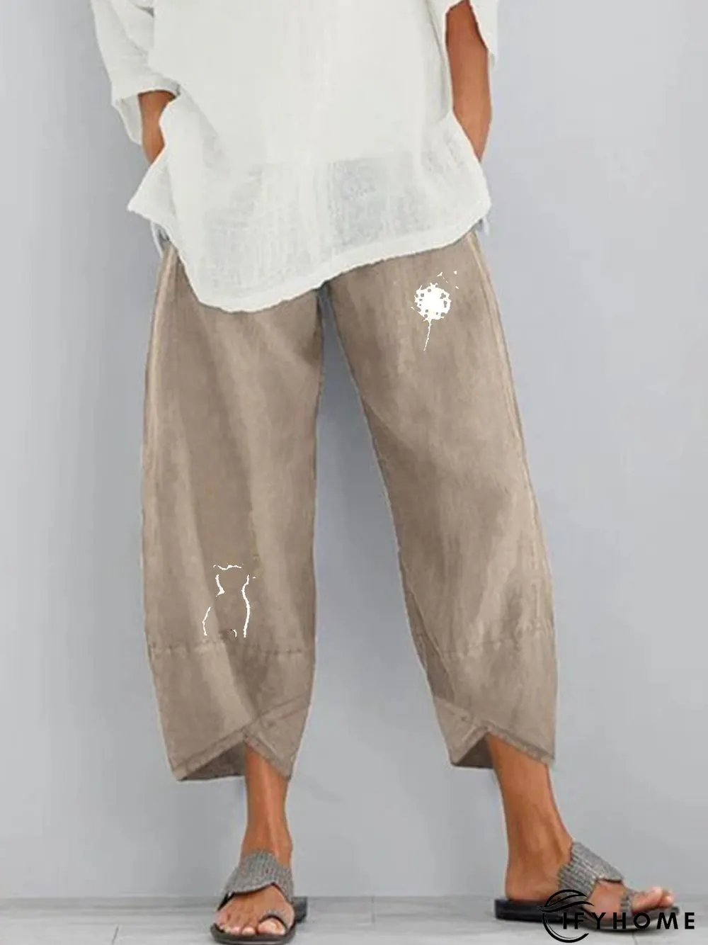 Casual Vintage Cotton-Blend Animal Pants | IFYHOME
