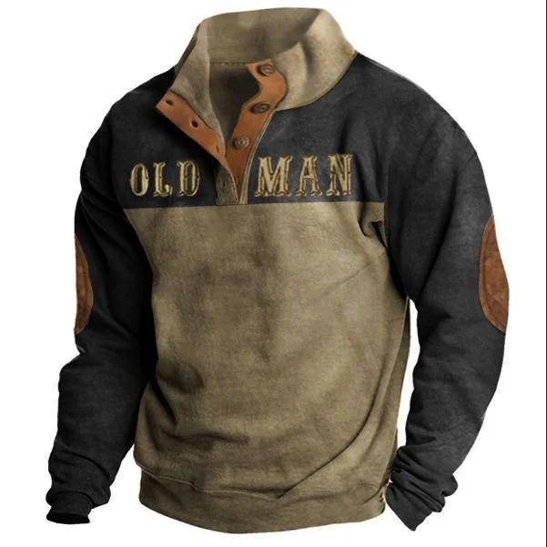 Comstylish Men's Retro Color Matching Outdoor Warm Sweatshirt