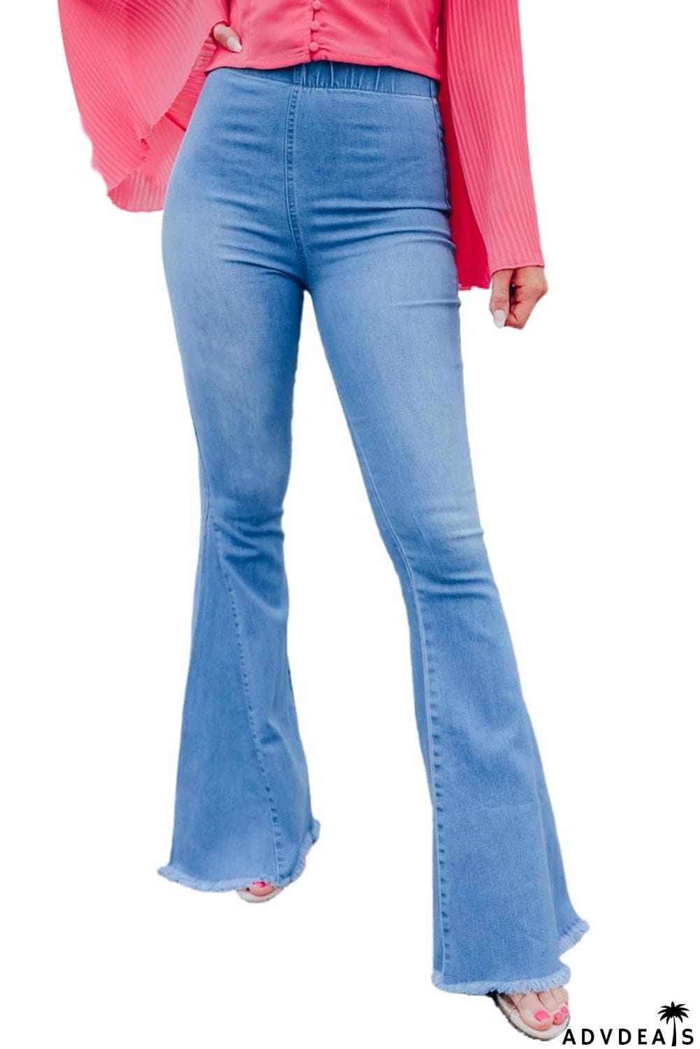 High Waist Flare Jeans with Back Pockets