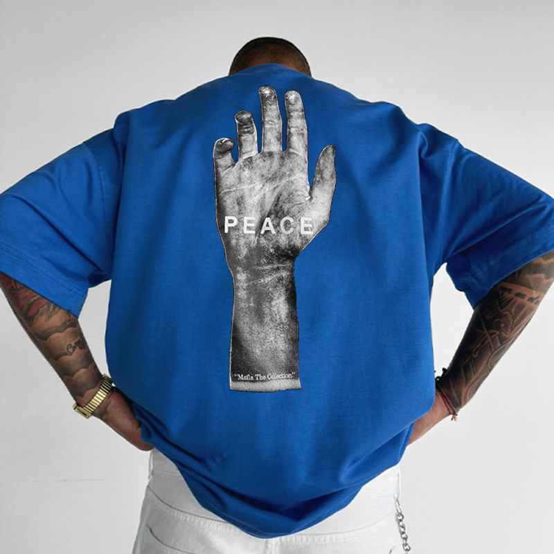 Men's Oversized 'Peace' T-Shirt、、URBENIE