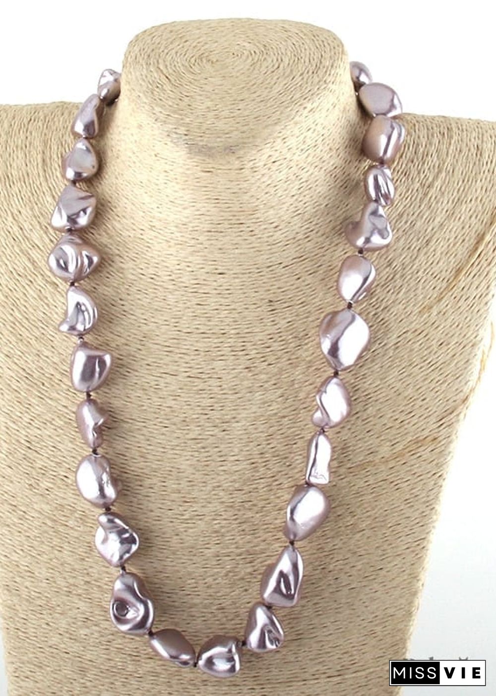 Boho Necklace, RH Big Pearl Shell White Pink Necklaces