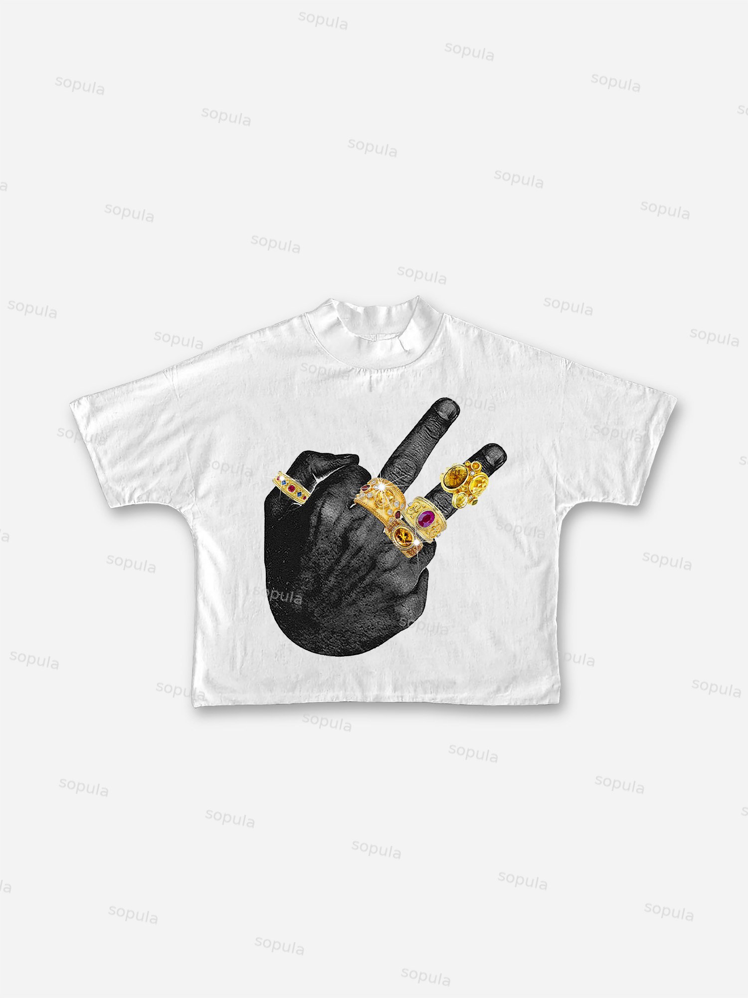 Vintage Fun Ring Gesture Graphic Cropped T-shirt - SOPULA