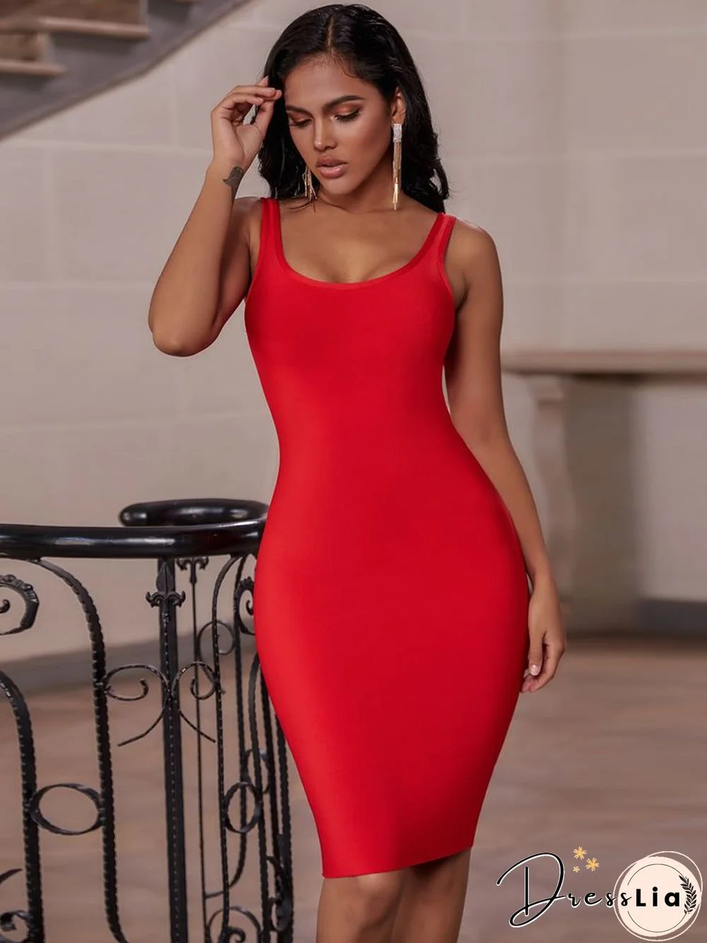 Bandage Dress Red Summer Women's Midi Dress Bodycon Elegant Sexy High Quality Yellow Pink White Evening Party Dress Club