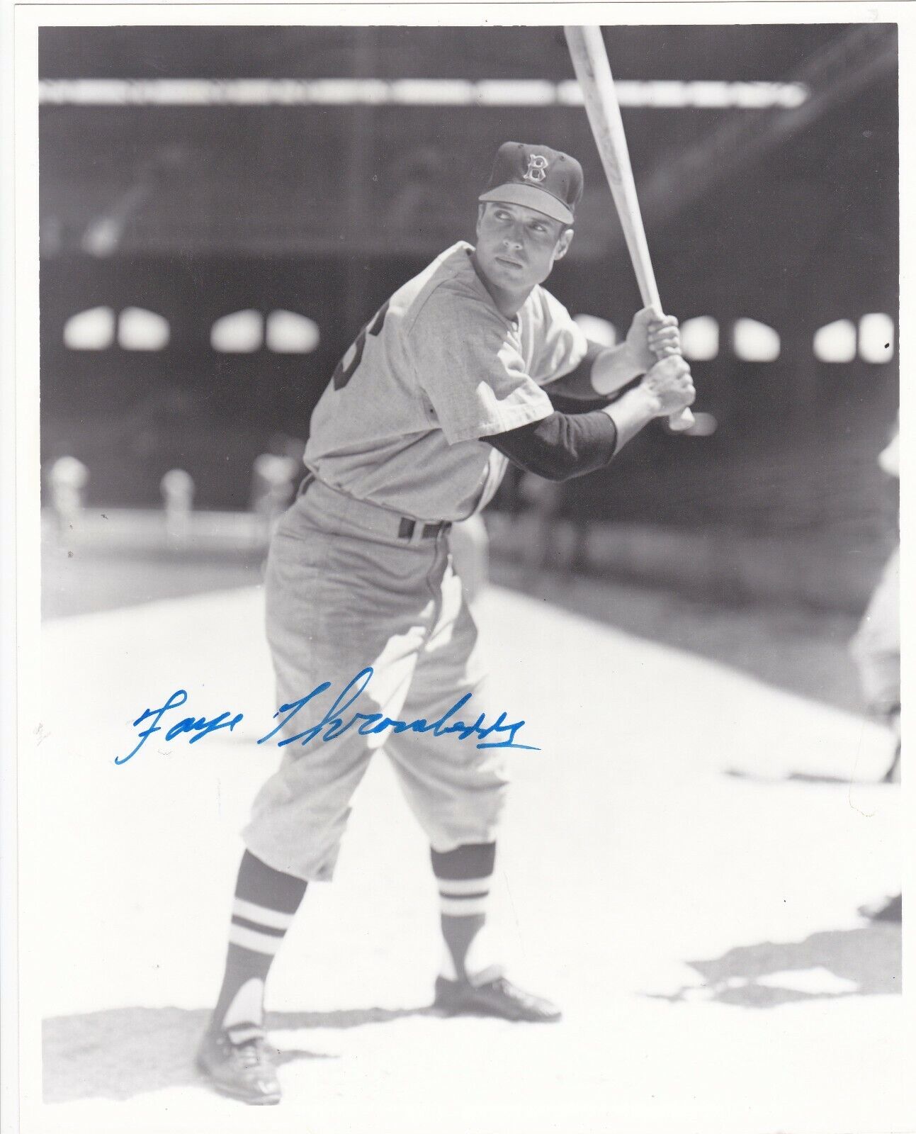 FAYE THORNEBERRY BOSTON RED SOX ACTION SIGNED 8x10