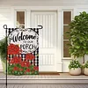 DIY Diamong Painting Double Sided Drills Garden Flags Outdoor Decor Holiday Garden Decorations Kit(Welcome Porch)