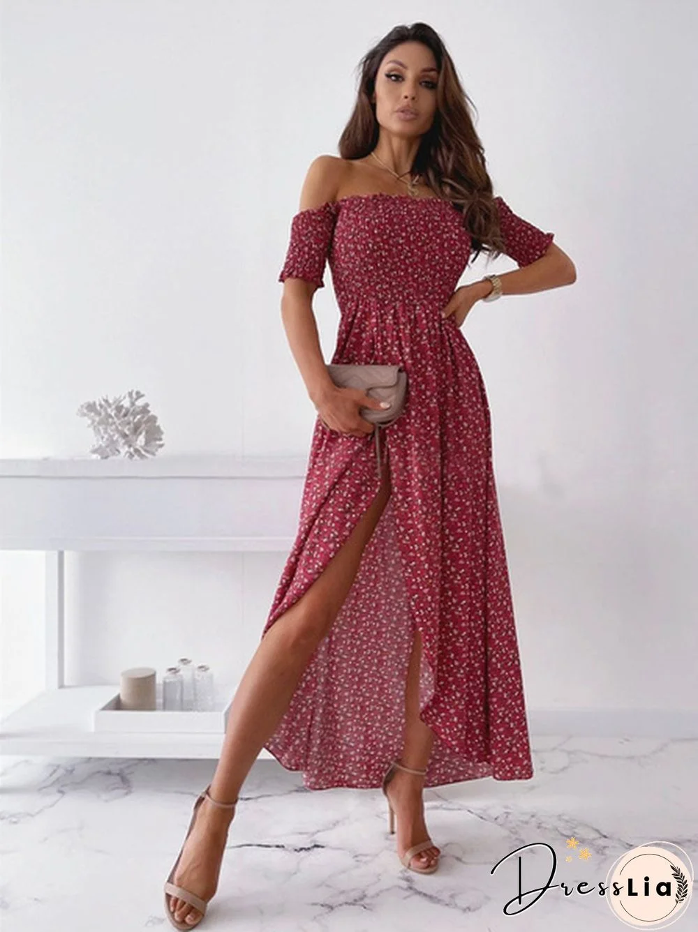 Plus Size Dresses Women Slash Neck Off Shoulder Long Dress Boho Dress Casual Beach Maxi Dress Sundress