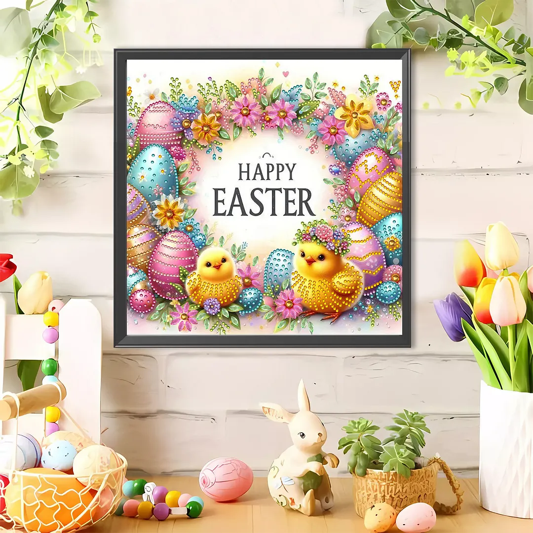Easter Chick Special Shaped 5D DIY Partial Drill Diamond Painting Kits for Adults Beginners Home Decor Diamonds Dots Gem Art Kits 11.81x11.81inch