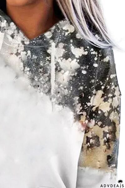 Printed Drawstring Kangaroo Pocket Hoodie