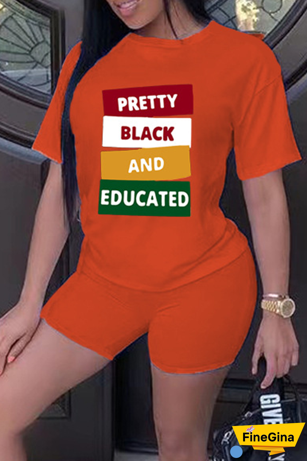 White Street Print Patchwork O Neck Short Sleeve Two Pieces