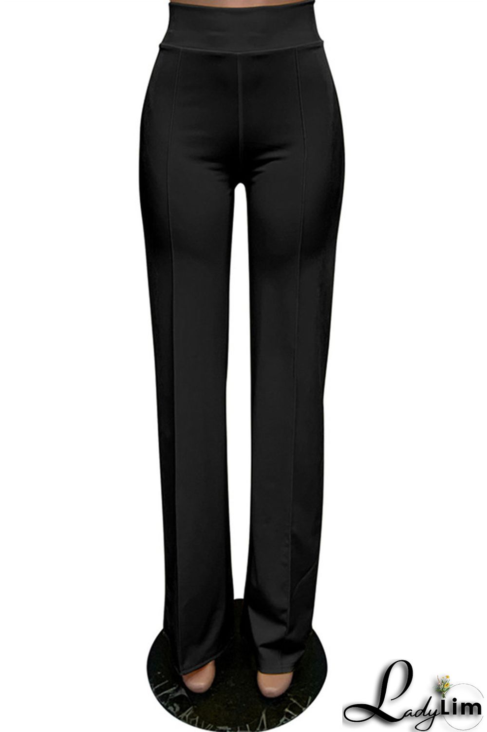 White Fashion Casual Solid Basic Regular High Waist Trousers