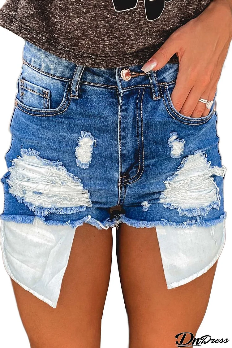 Distressed Pocket Denim Shorts