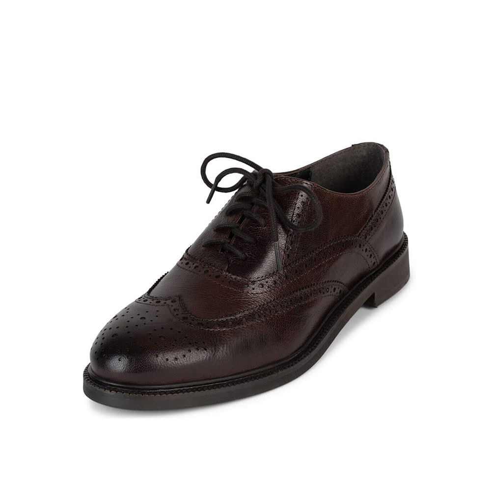 Dark Brown Round Toe Lace Up Vintage Wingtip Flats Nicepairs
