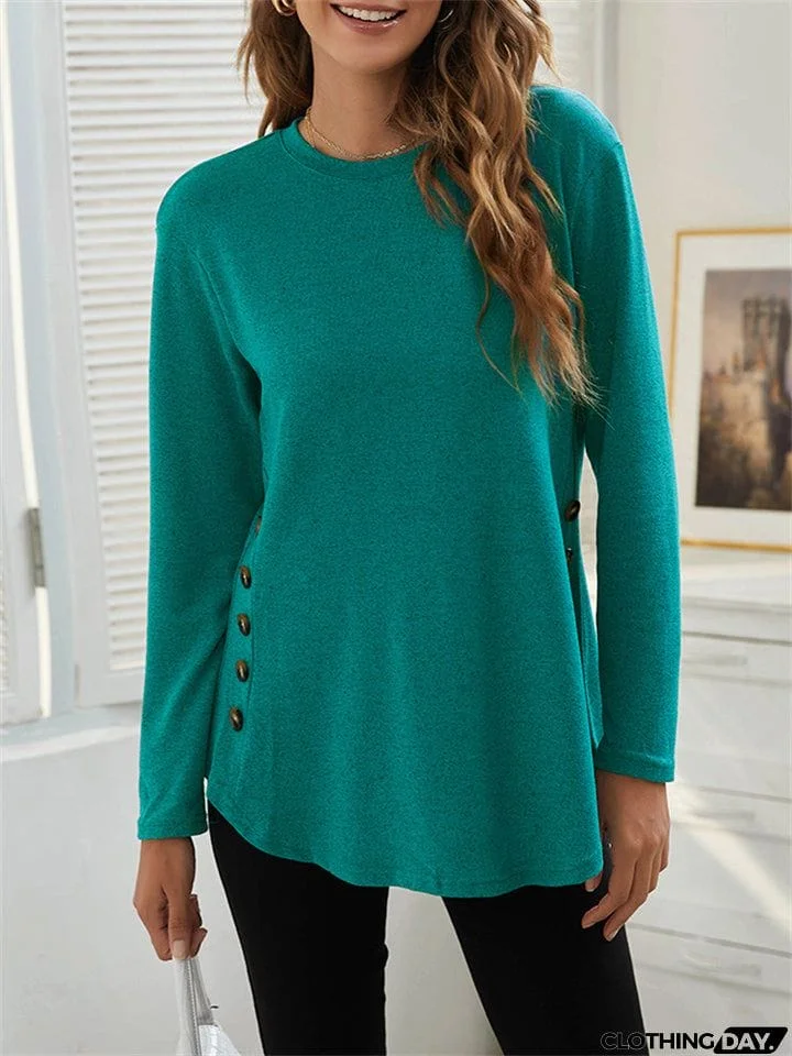 Women's Simple Casual Round Neck Long Sleeve T-shirts