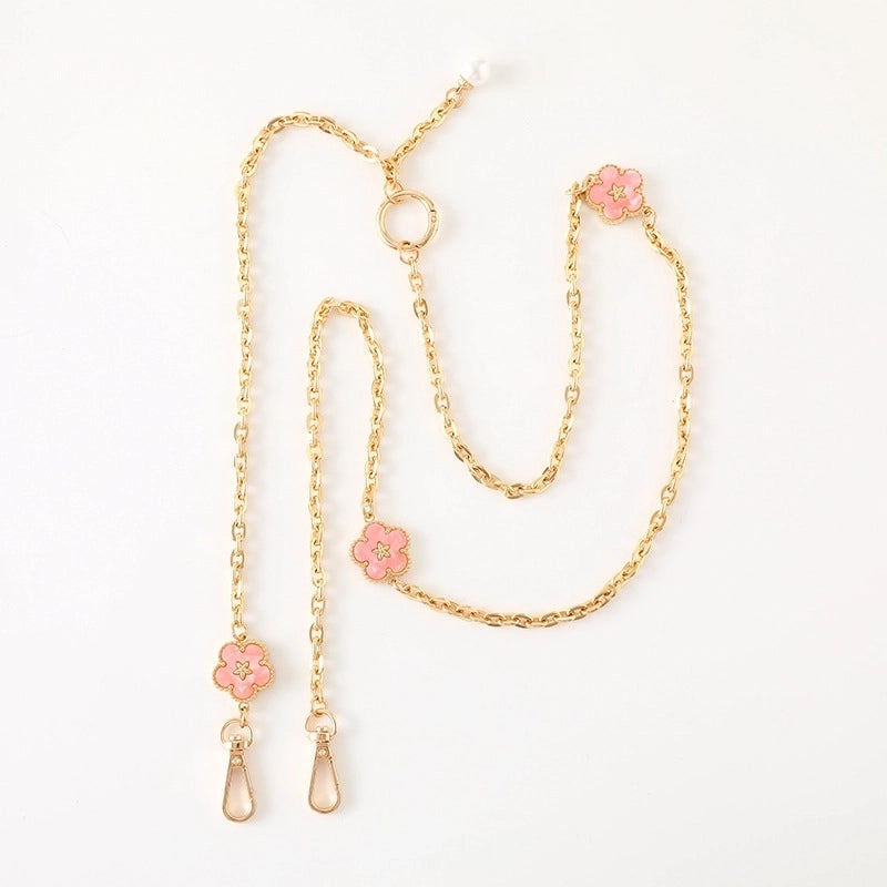 IG Style Sweet Minimalist Flower Metal Inlay Pearl Shell Mobile Phone Lanyard