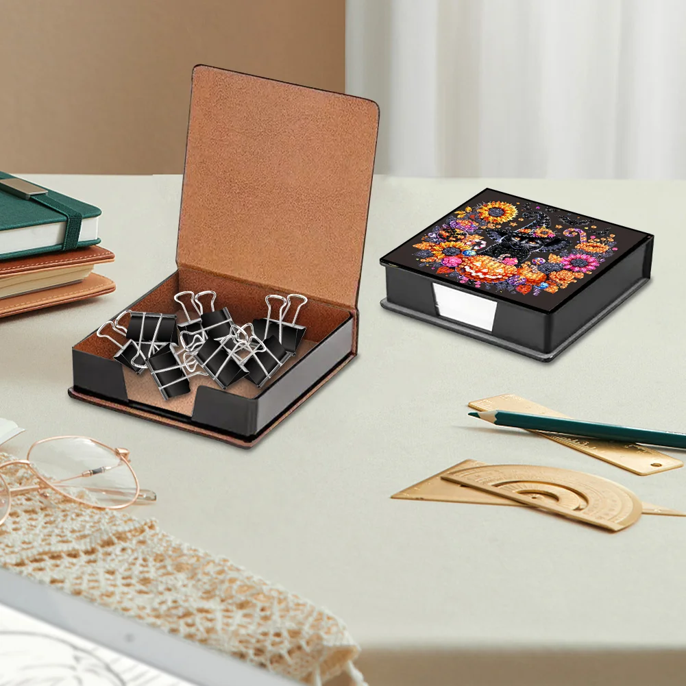 5D DIY PU Diamond Art Note Box with 160 Sheets Paper Mosaic Kit (Halloween)