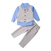 Kids Toddler Baby Boy Autumn Spring Long Sleeve Button Tie T-shirt Tops+Pants Gentleman Outfits 3PCS - honeylives