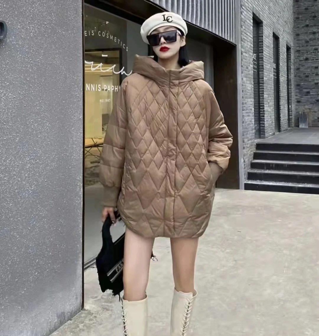 Toloer Autumn And Winter New Down Jacket Female Long Loose White Duck Velvet Light Hooded Down Jacket Female Coat Tide-Outfit Ideas