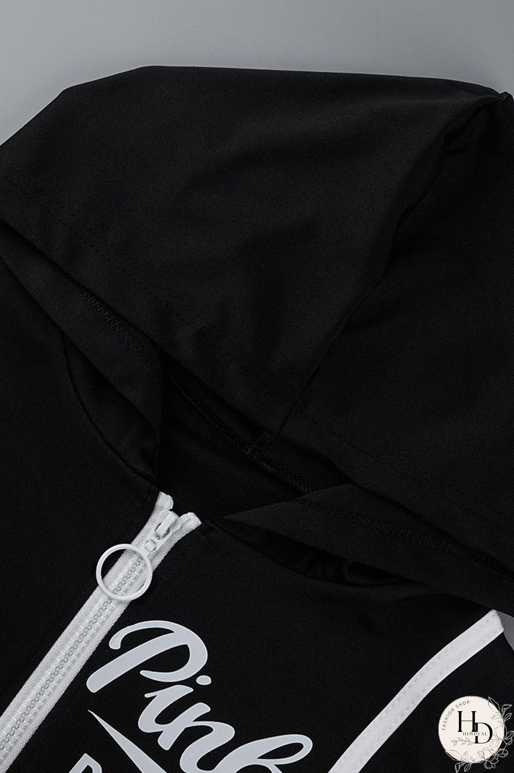 Black Casual Print Patchwork Hooded Collar Long Sleeve Two Pieces