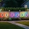 Solar Elegant Flower Wall Lights Waterproof Decorative Pathway Light 7-Color Changing Metal Projector Lamps for Backyards/Patio/Porch