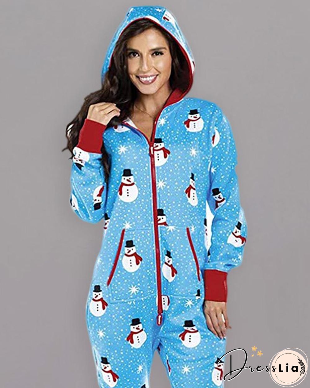 Christmas Hooded Long Sleeve Casual Jumpsuit P10799