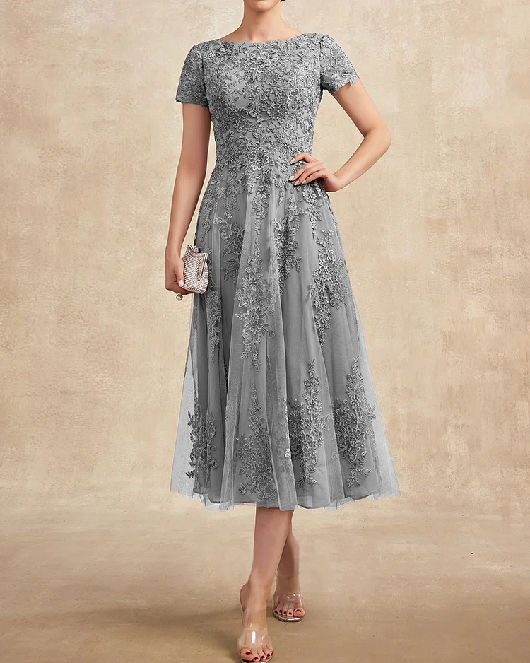 Fashion Elegant Lace Embroidered Dress - 01