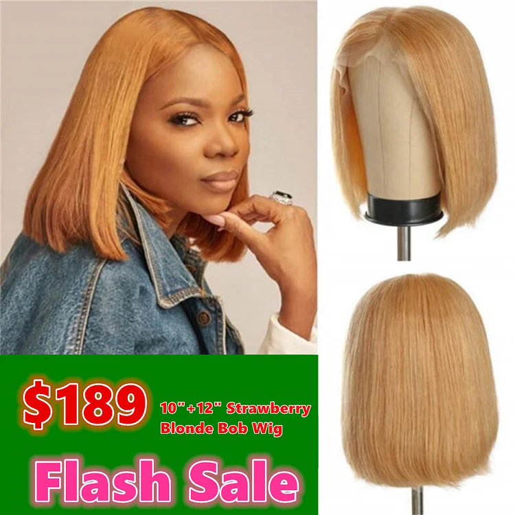 Flash Sale! Only $189! 2 pcs Strawberry Blonde Bob Lace Wigs