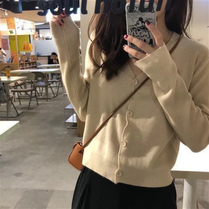 Toloer Toloer Autumn Dress 2024 Korean Version Loose Short Money With Long Sleeve Small Knit Cardigan Coat Female Thin Money-Outfit Ideas