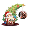 Santa Claus Photo Xmas Tree 5D DIY Diamond Art Tabletop Wood Decoration Ornament Kit