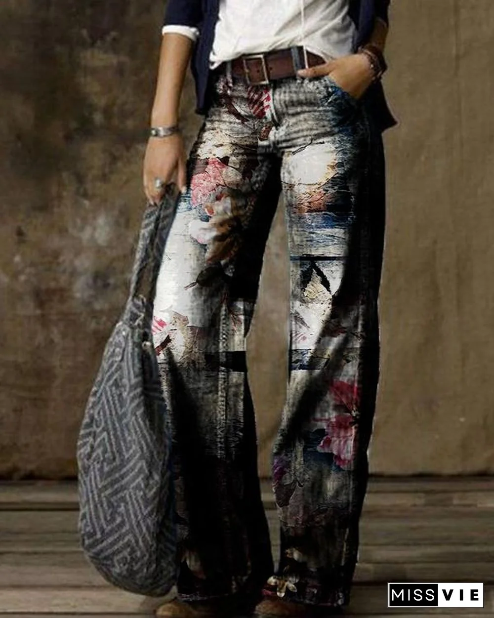 Casual Vintage Floral Printed Pants S-5XL