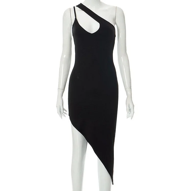 Promsstyle Irregular shoulder hollow skinny asymmetric dress Prom Dress 2023