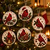 6pcs Xmas Cardinals Pearl Art Diamond Painting Pendant