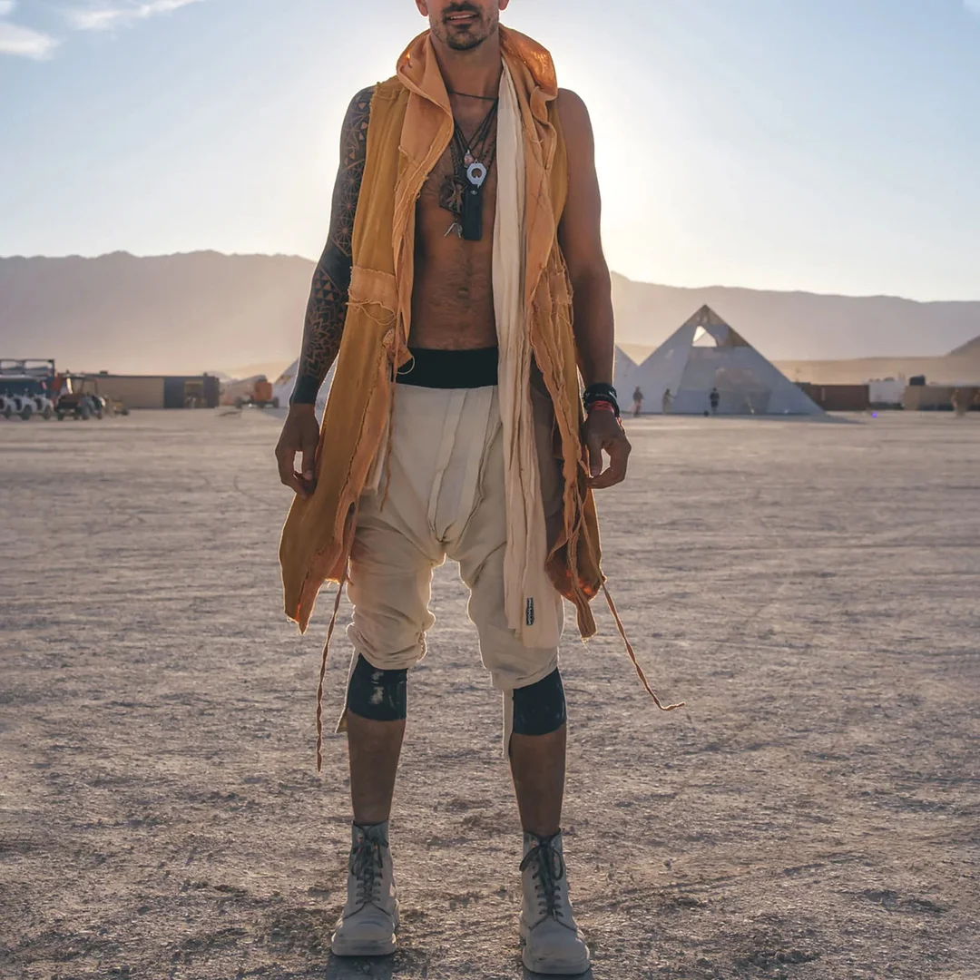 Linen Sleeveless Hooded Kimono-inspireuse