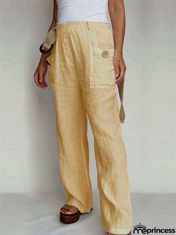 Ladies Summer Pure Color Daily Wear Comfy Trousers