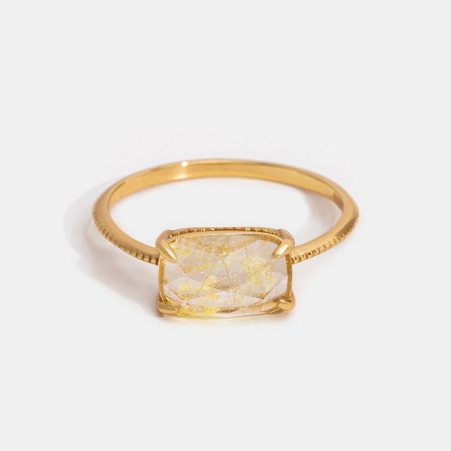 Yellow Quartz Crystal Ring