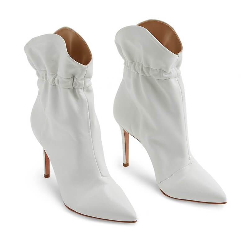 VCSHOES PU Plian Point Toe High Heel Ankle Boots