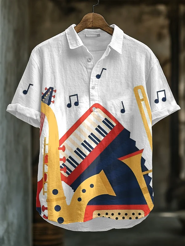 Men's Musical Instruments Geometric Art Print Polo Shirt