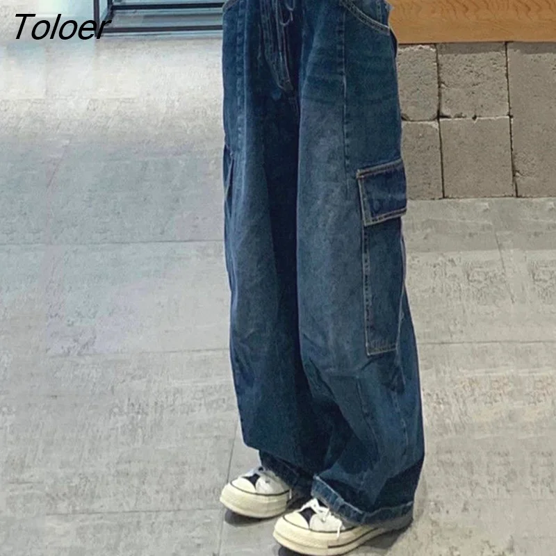 Toloer Harajuku Wide Leg Baggy Jeans Women 2023 Autumn Pockets High ...