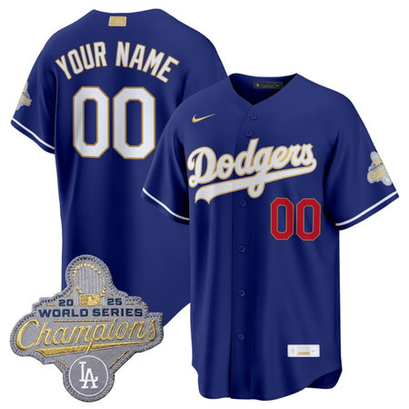 Men's Los Angeles Dodgers Custom Royal 2026 Alternate Gold Collection Stadium Jersey