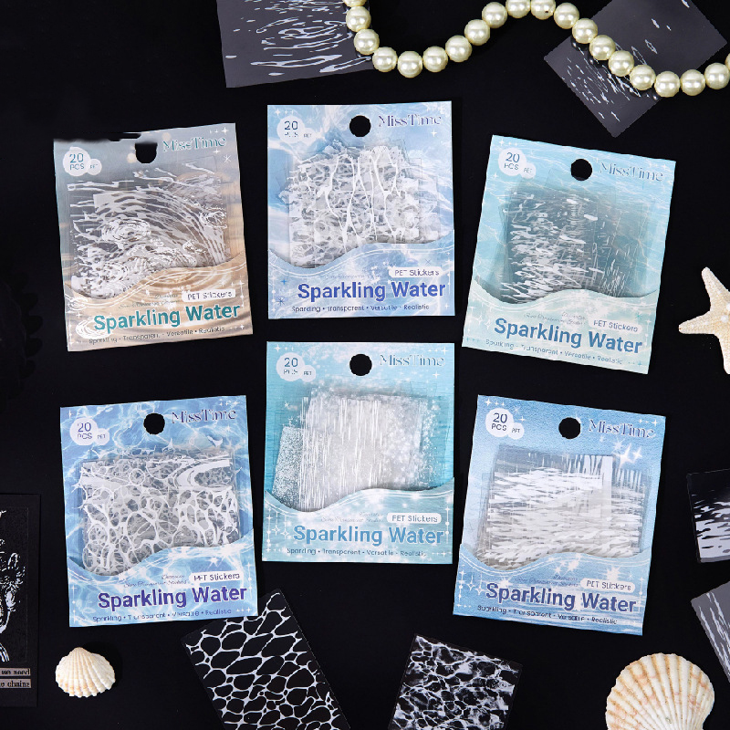 PET 스티커 - 스파클링 시리즈 빈티지 물 패턴