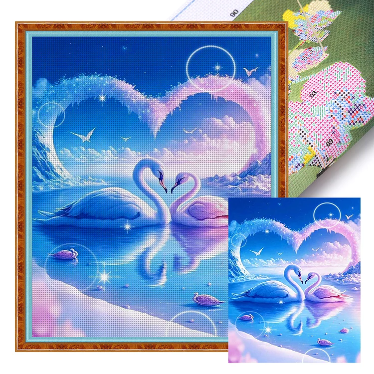 Swan Stamped & Counted Cross Stitch Kits for Beginners 11CT 