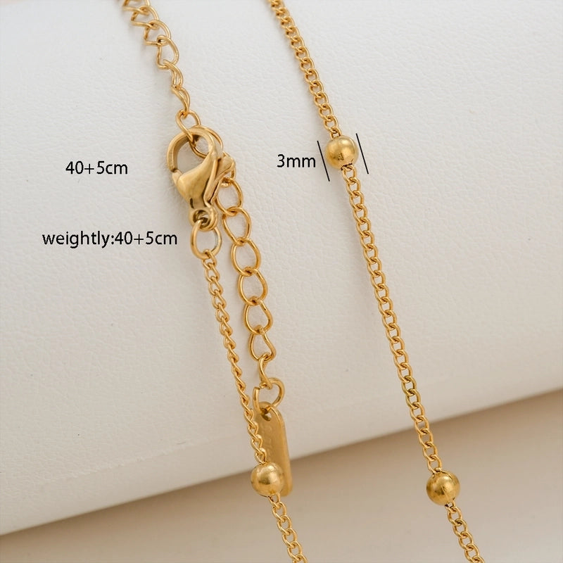 Basic Minimalist Solid Color 304 Stainless Steel 18K Gold Plated Necklace