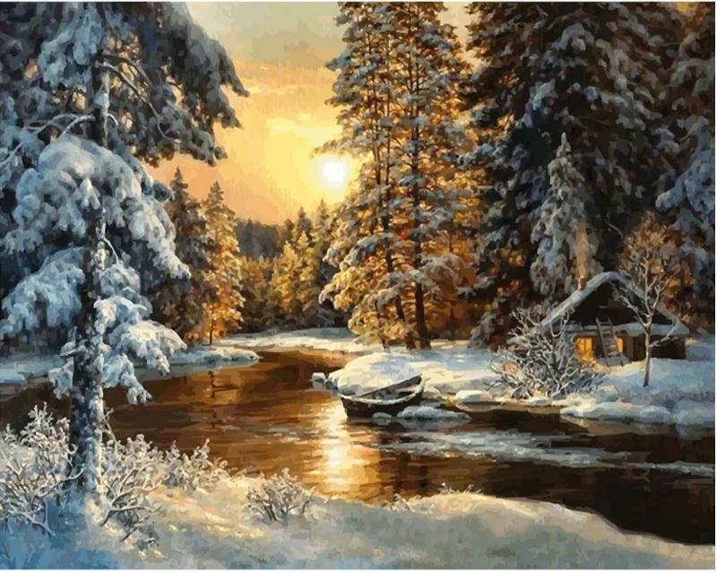 

Snowfall Forest – Paint By Numbers - 40*50CM, 501 Original