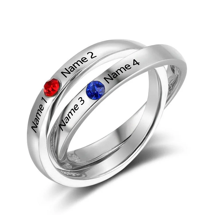 Promise Ring Personalized with 2 Birthstones Unique Mother's  Gift